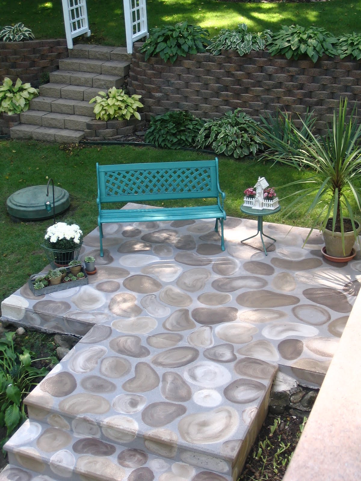 My Shabby Chateau Turning and ugly concrete slab into a faux stone patio